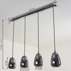 Suspension Verre Fumé-hofstein Suspension Alvares Chrome, 4 lumières