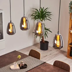 Suspension Verre Fumé-hofstein Suspension Alvares Chrome, 4 lumières