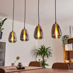 Suspension Verre Fumé-hofstein Suspension Alvares Chrome, 4 lumières