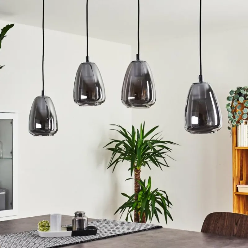 Suspension Verre Fumé-hofstein Suspension Alvares Chrome, 4 lumières