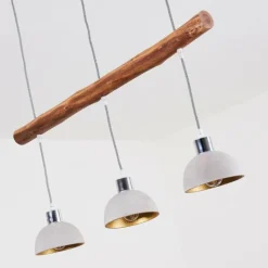 Luminaires Rustiques-hofstein Suspension Ambri Bois clair, Nickel mat, 3 lumières