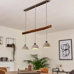 Luminaires Rustiques-hofstein Suspension Ambri Bois clair, Nickel mat, 3 lumières
