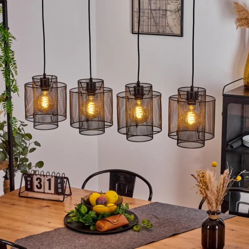 Lampes Industrielles-hofstein Suspension Amsoldingen Noir, 4 lumières