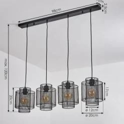 Lampes Industrielles-hofstein Suspension Amsoldingen Noir, 4 lumières