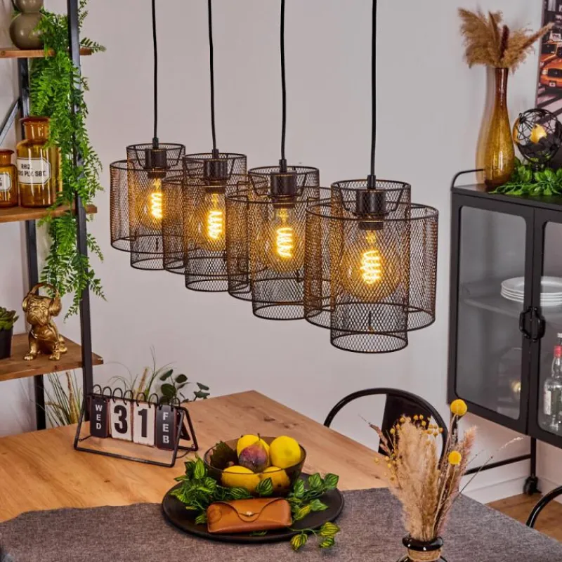 Lampes Industrielles-hofstein Suspension Amsoldingen Noir, 4 lumières