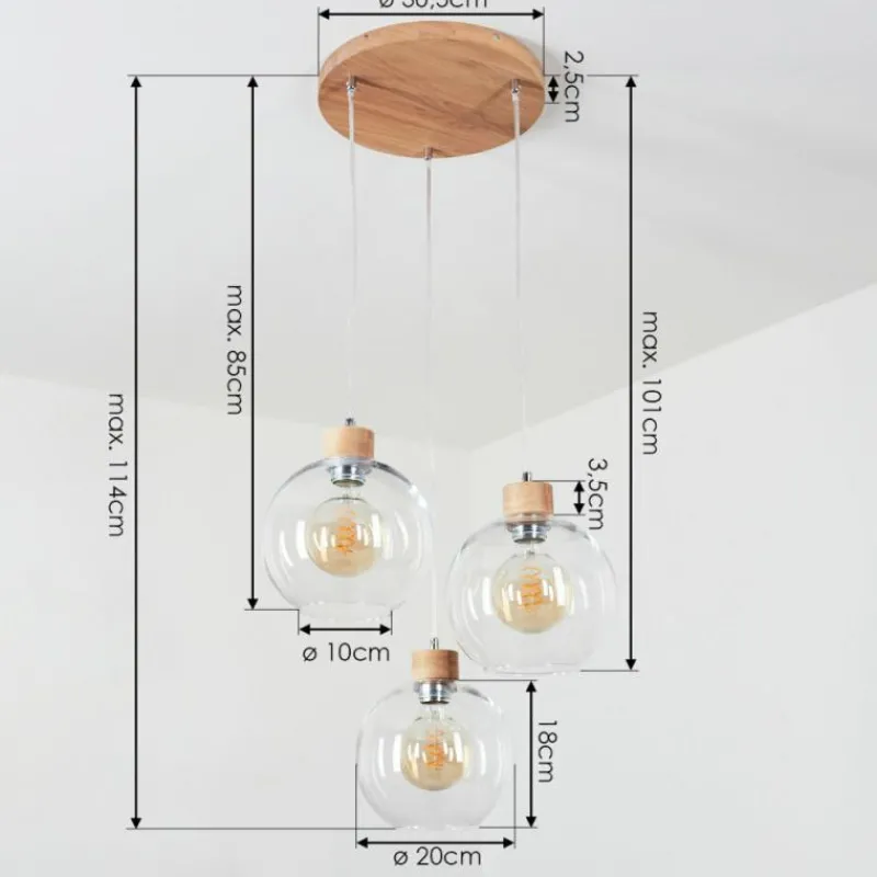 Lampes À Boules-hofstein Suspension Andeer Chrome, Écru, 3 lumières