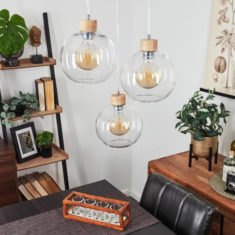 Lampes À Boules-hofstein Suspension Andeer Chrome, Écru, 3 lumières