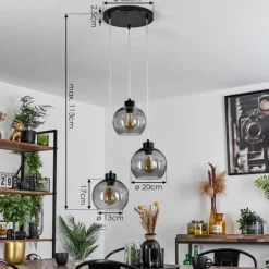 Suspension Verre Fumé-hofstein Suspension Andeer Noir, 3 lumières