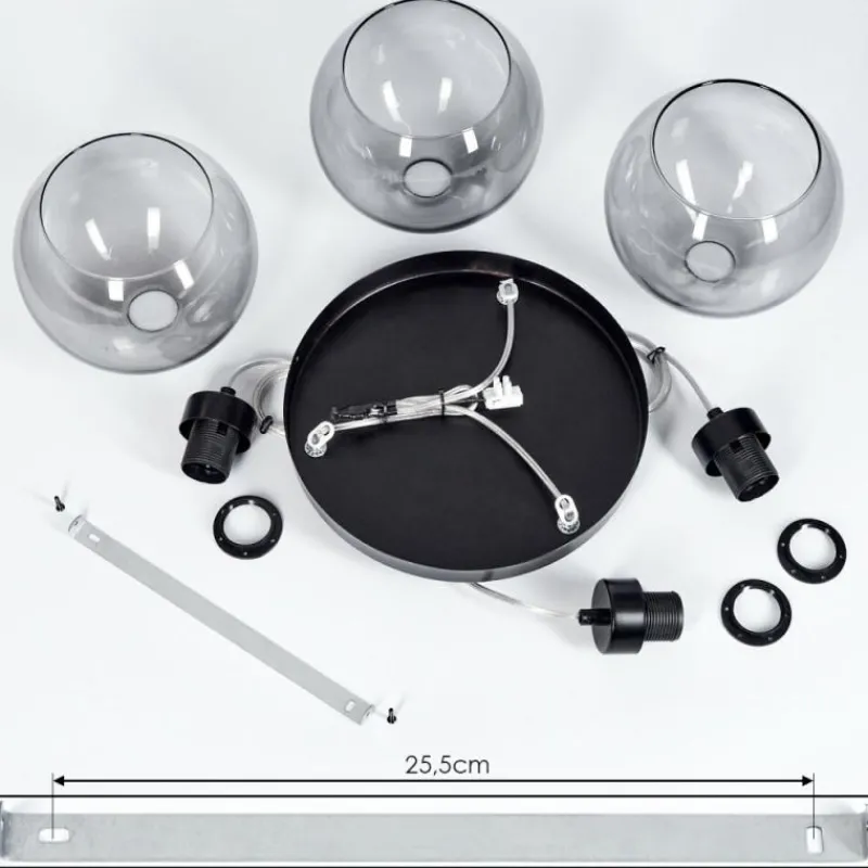 Suspension Verre Fumé-hofstein Suspension Andeer Noir, 3 lumières