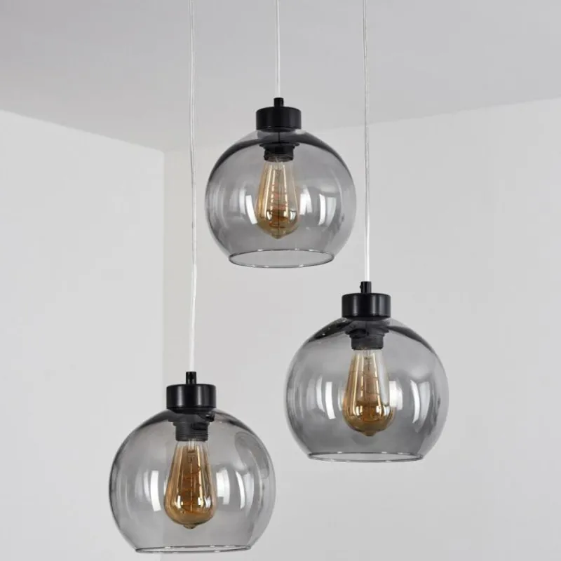 Suspension Verre Fumé-hofstein Suspension Andeer Noir, 3 lumières