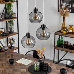 Suspension Verre Fumé-hofstein Suspension Andeer Noir, 3 lumières