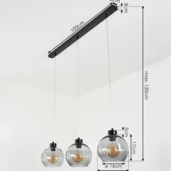 Suspension Verre Fumé-hofstein Suspension Andeer Noir, 3 lumières