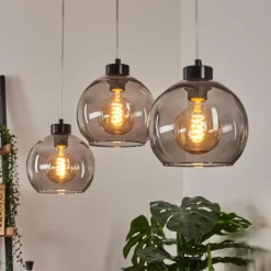 Suspension Verre Fumé-hofstein Suspension Andeer Noir, 3 lumières