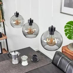 Suspension Verre Fumé-hofstein Suspension Andeer Noir, 3 lumières