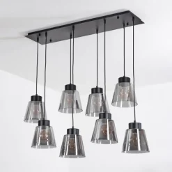 Suspension Verre Fumé-hofstein Suspension Angelshaug Noir, 8 lumières
