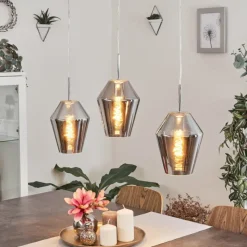 Suspension Verre Fumé-hofstein Suspension Anjou Chrome, 3 lumières