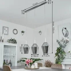 Suspension Verre Fumé-hofstein Suspension Anjou Chrome, 3 lumières