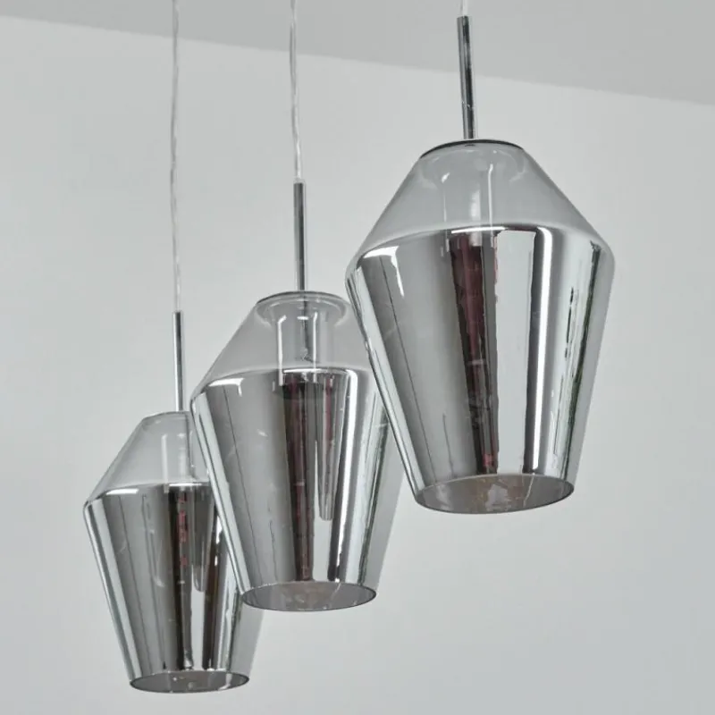Suspension Verre Fumé-hofstein Suspension Anjou Chrome, 3 lumières