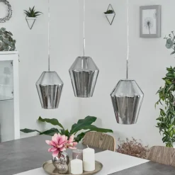 Suspension Verre Fumé-hofstein Suspension Anjou Chrome, 3 lumières