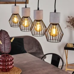 Lampes Vintages & Rétros-hofstein Suspension Annadale Gris, Noir, 4 lumières