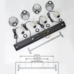 Lampes Vintages & Rétros-hofstein Suspension Annadale Gris, Noir, 4 lumières