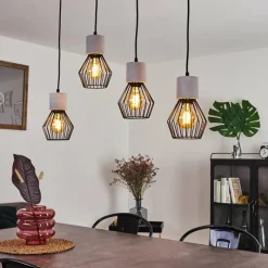 Lampes Vintages & Rétros-hofstein Suspension Annadale Gris, Noir, 4 lumières