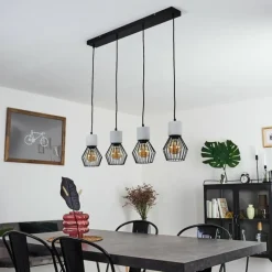 Lampes Vintages & Rétros-hofstein Suspension Annadale Gris, Noir, 4 lumières