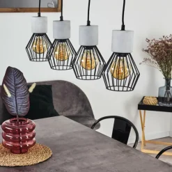 Lampes Vintages & Rétros-hofstein Suspension Annadale Gris, Noir, 4 lumières