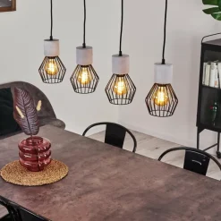 Lampes Vintages & Rétros-hofstein Suspension Annadale Gris, Noir, 4 lumières