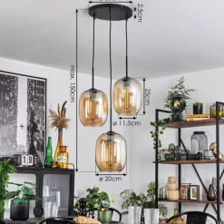 hofstein Suspension Apedo Ambre, 3 lumières