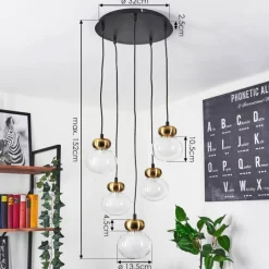 hofstein Suspension Arusi Bronze, Noir, 5 lumières