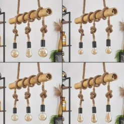 Luminaires Scandinaves-hofstein Suspension Asmara Brun, Écru, 3 lumières