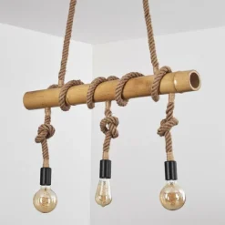 Luminaires Scandinaves-hofstein Suspension Asmara Brun, Écru, 3 lumières