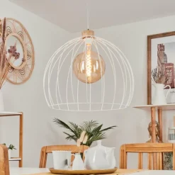 Lampes En Bois-hofstein Suspension Atake Écru, 1 lumière