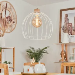 Lampes En Bois-hofstein Suspension Atake Écru, 1 lumière