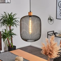 Style Boho-Chic-hofstein Suspension Ateponta Noir, 1 lumière