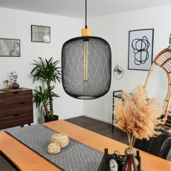 Style Boho-Chic-hofstein Suspension Ateponta Noir, 1 lumière