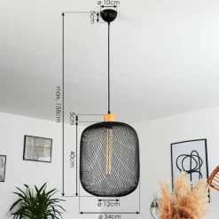 Style Boho-Chic-hofstein Suspension Ateponta Noir, 1 lumière