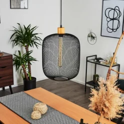 Style Boho-Chic-hofstein Suspension Ateponta Noir, 1 lumière