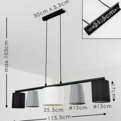 Lampes En Tissu-hofstein Suspension Aucilla Noir, 5 lumières