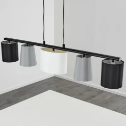 Lampes En Tissu-hofstein Suspension Aucilla Noir, 5 lumières