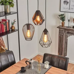 Style Boho-Chic-hofstein Suspension Aveloso Noir, 3 lumières