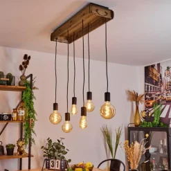 Lampes Vintages & Rétros-hofstein Suspension Avestruz Écru, Noir, 6 lumières