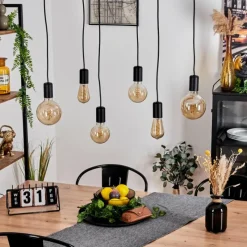 Lampes Vintages & Rétros-hofstein Suspension Avestruz Écru, Noir, 6 lumières