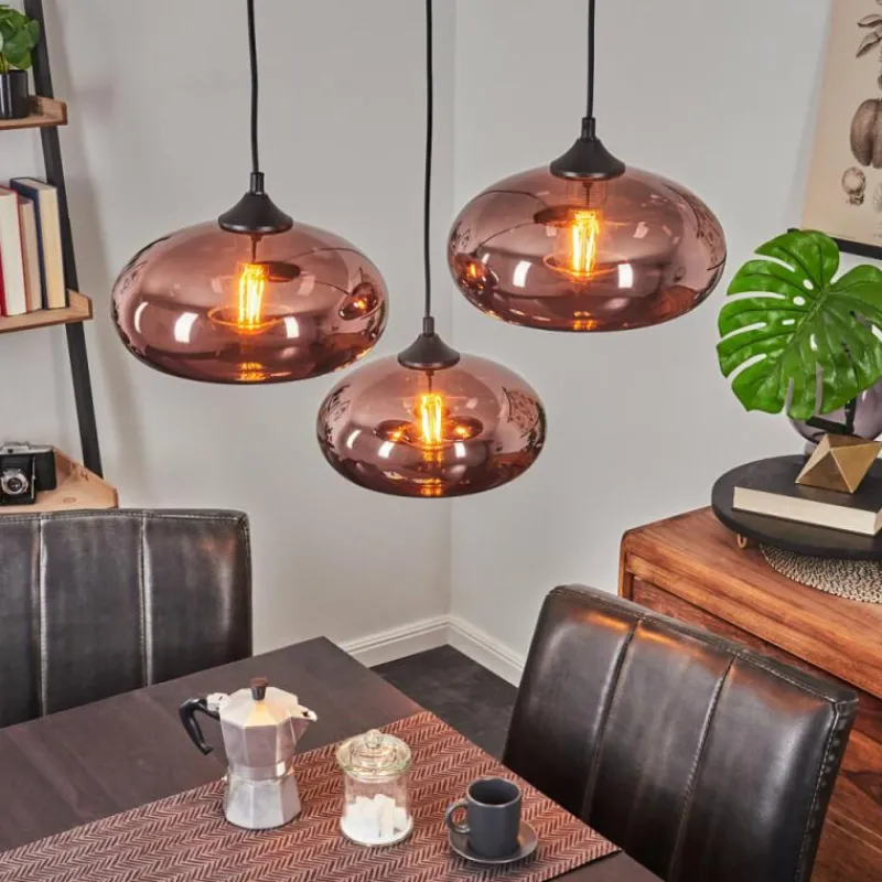 Suspension Verre Fumé-hofstein Suspension Avonlea Noir, 3 lumières