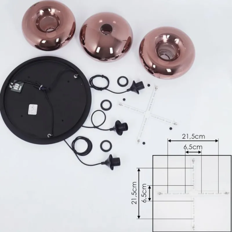 Suspension Verre Fumé-hofstein Suspension Avonlea Noir, 3 lumières