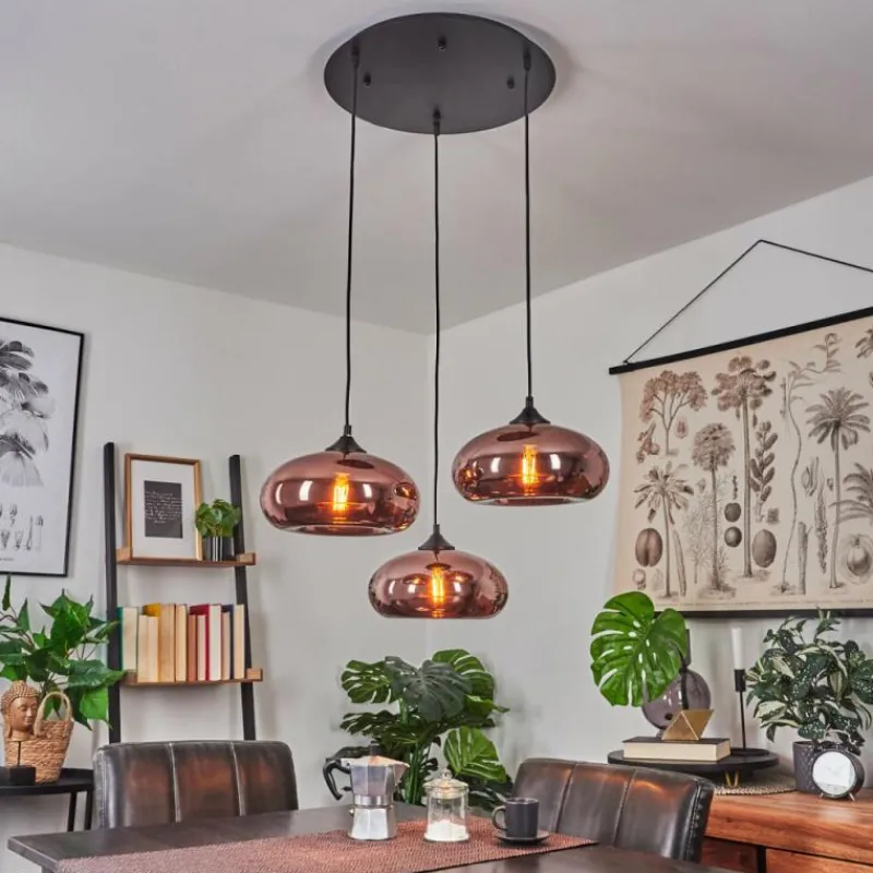 Suspension Verre Fumé-hofstein Suspension Avonlea Noir, 3 lumières