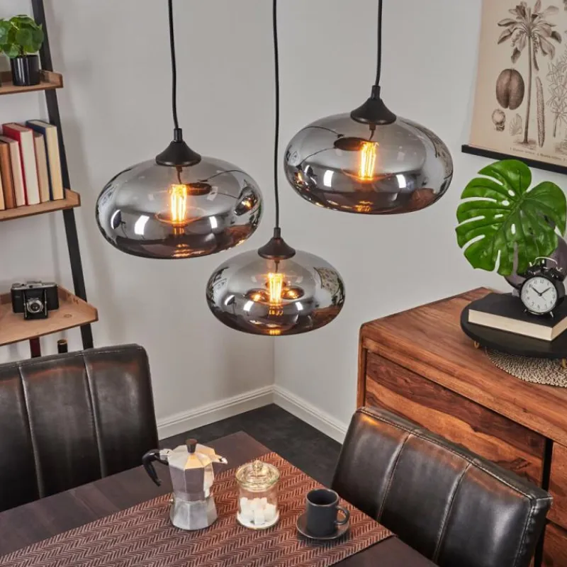 Suspension Verre Fumé-hofstein Suspension Avonlea Noir, 3 lumières