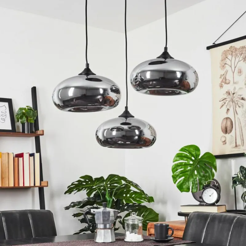 Suspension Verre Fumé-hofstein Suspension Avonlea Noir, 3 lumières