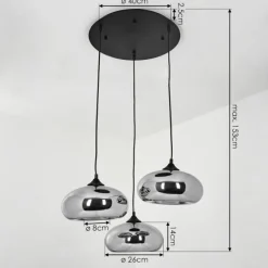 Suspension Verre Fumé-hofstein Suspension Avonlea Noir, 3 lumières